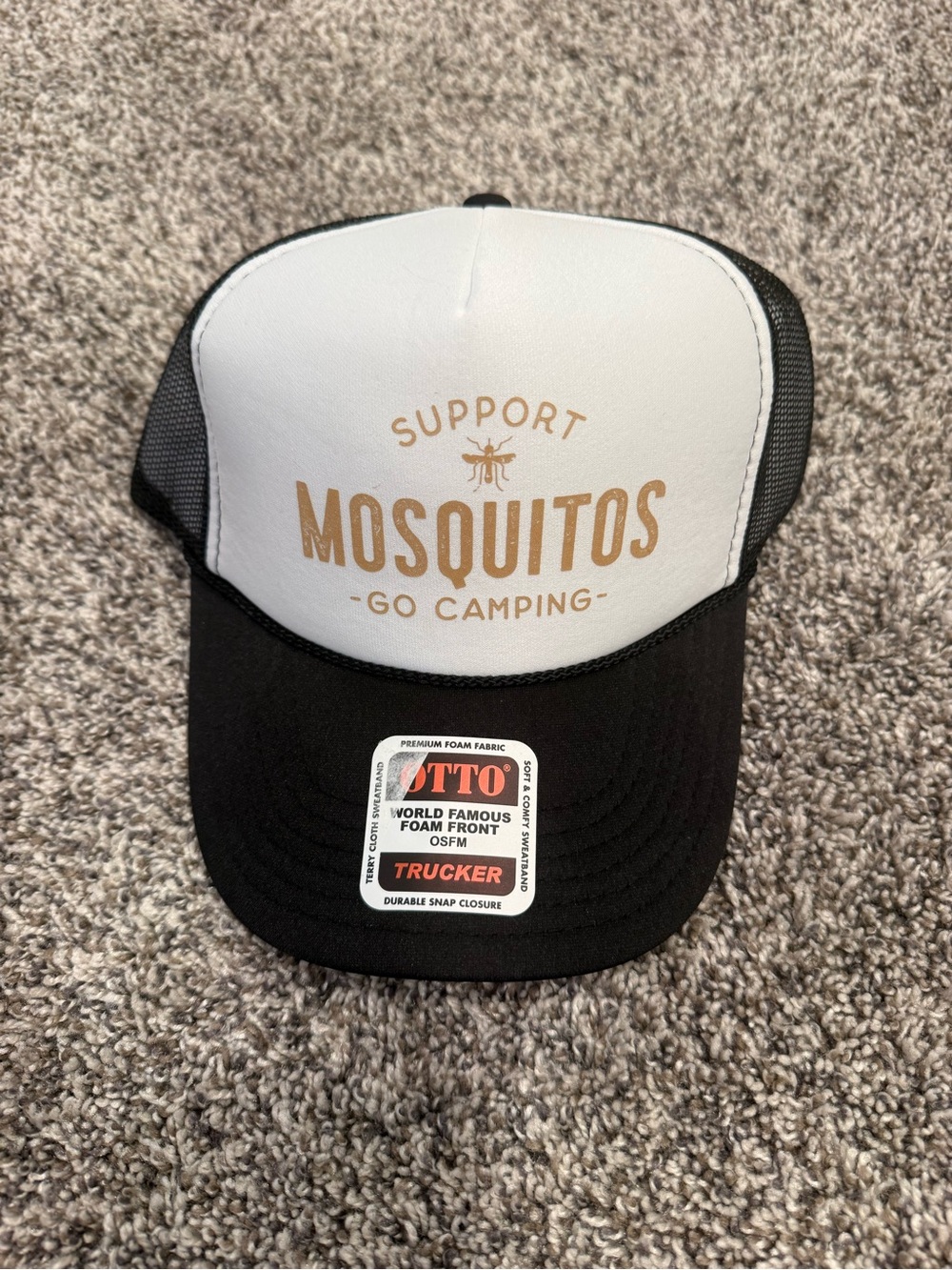 OTTO Black Mesh Trucker Cap with Red Logo